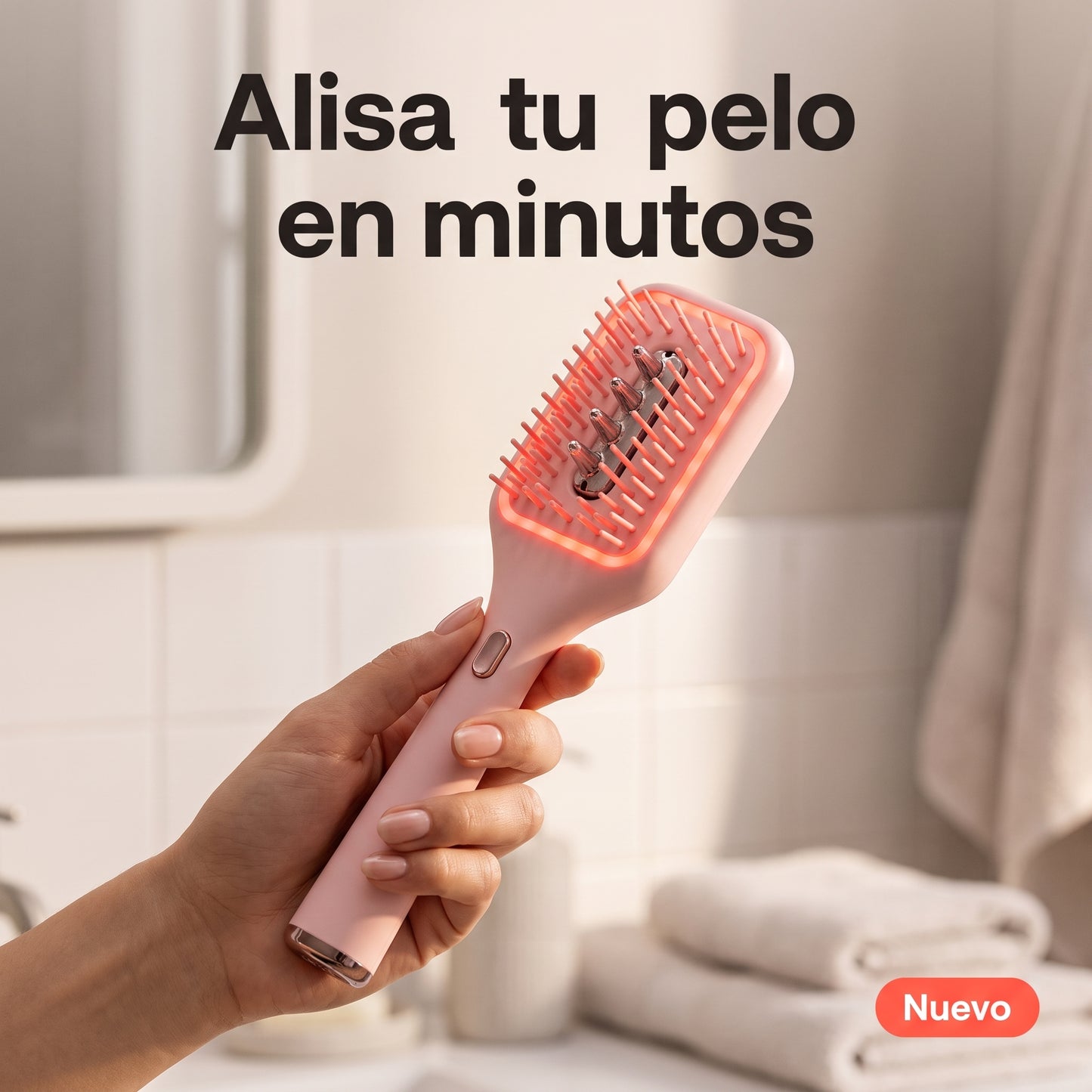 Cepillo Alisador con Luz Roja Terapéutica