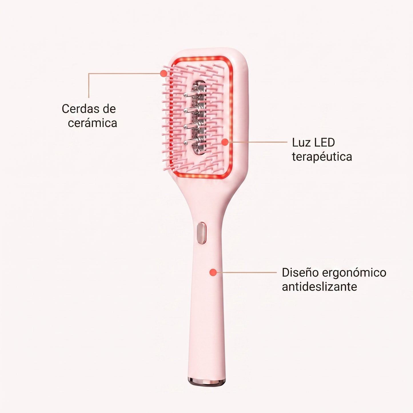 Cepillo Alisador con Luz Roja Terapéutica