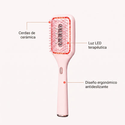 Cepillo Alisador con Luz Roja Terapéutica