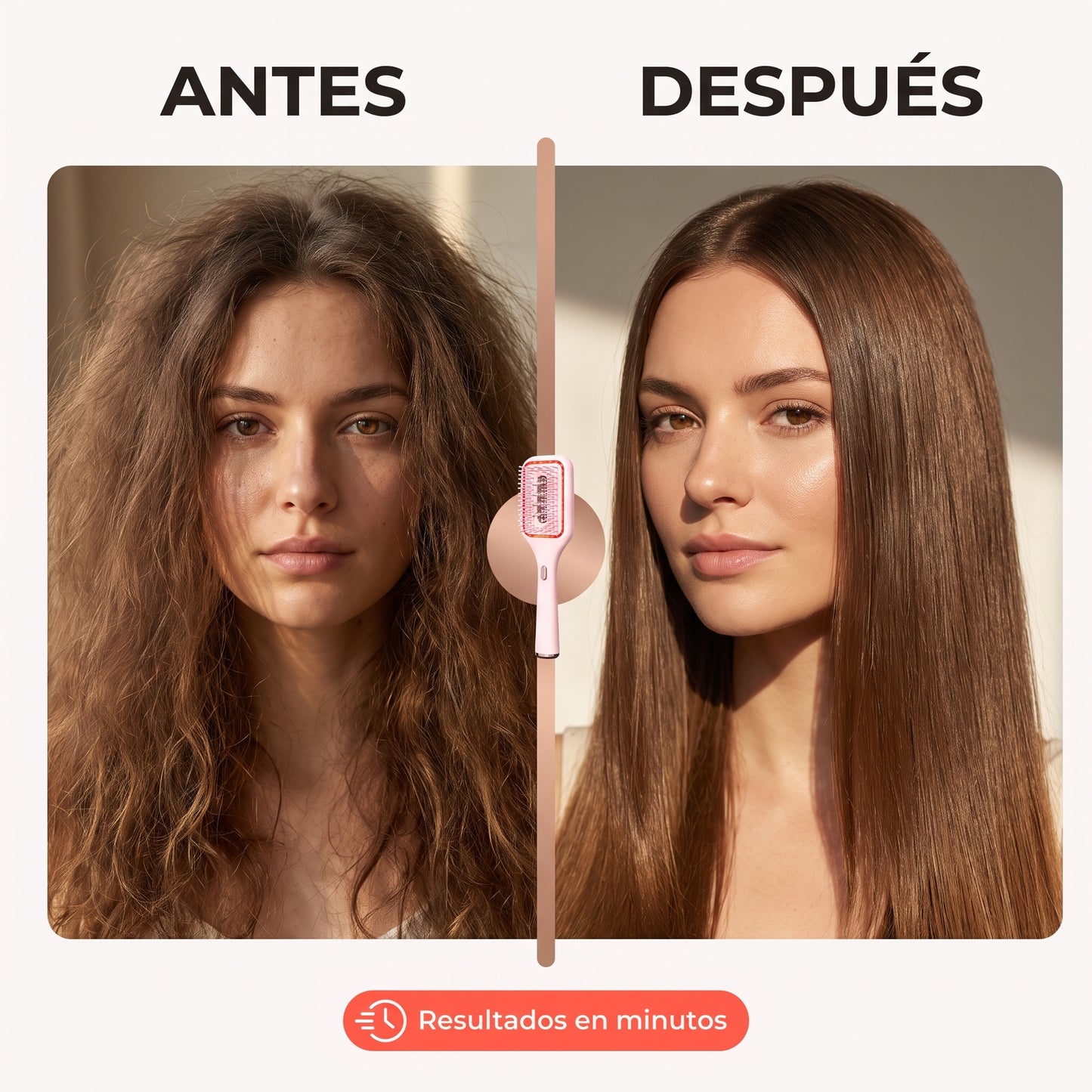 Cepillo Alisador con Luz Roja Terapéutica